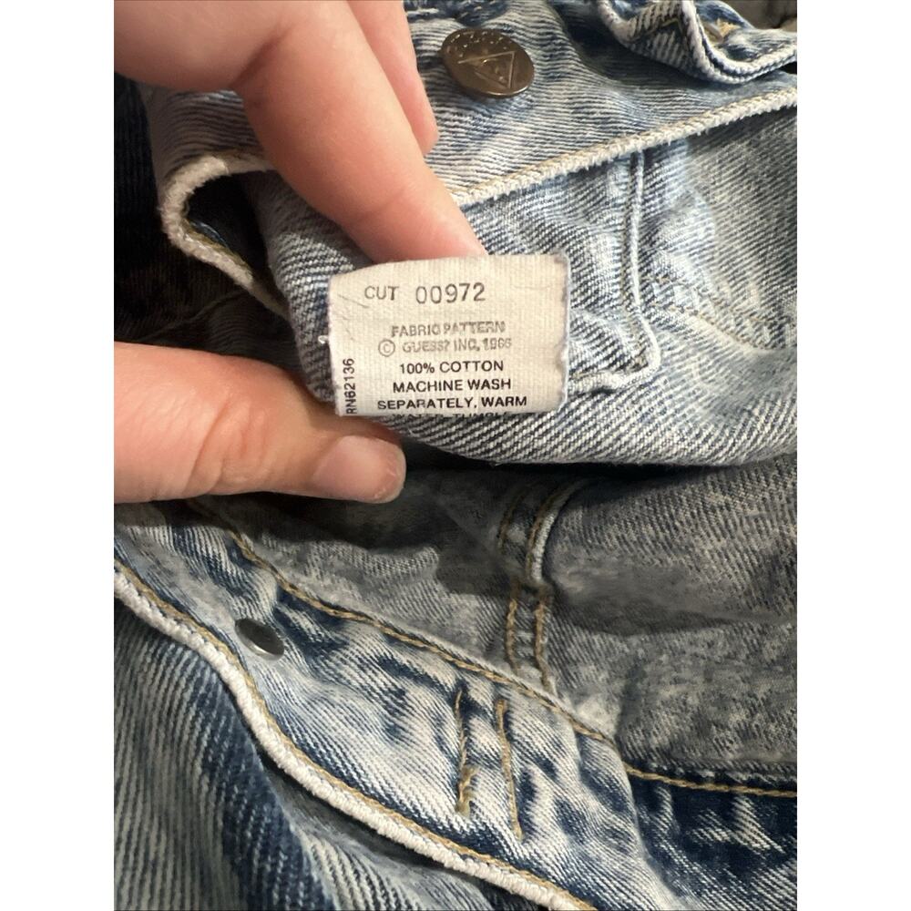 Vintage 80s GUESS By Georges Marciano Acid Wash Jean Jacket Medium Denim - Picture 11 of 12